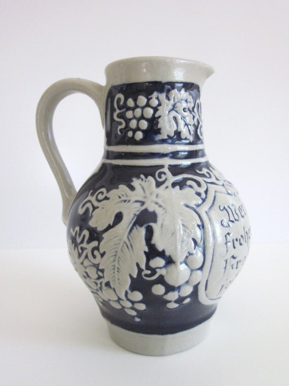 Vintage W German Souvenir Wine Jug Glazed by MaisiesCozyCottage