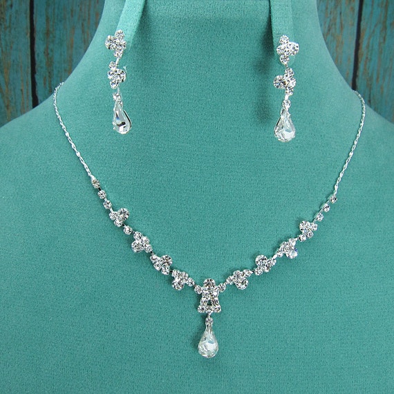 Rhinestone Jewelry Set Crystal Wedding Necklace Set bridal