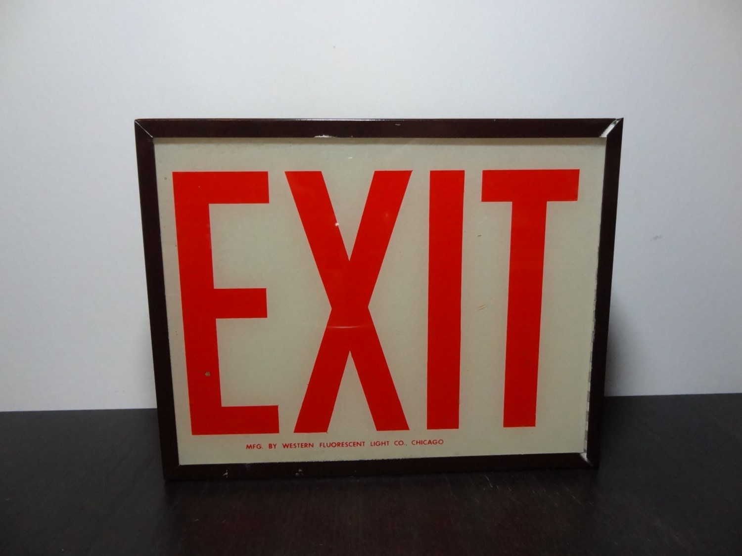 Vintage Industrial Exit Sign/Light Box Glows In The Dark