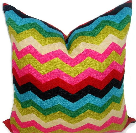 Decorative Designer PillowVibrant Multi Color Chevron Pillow