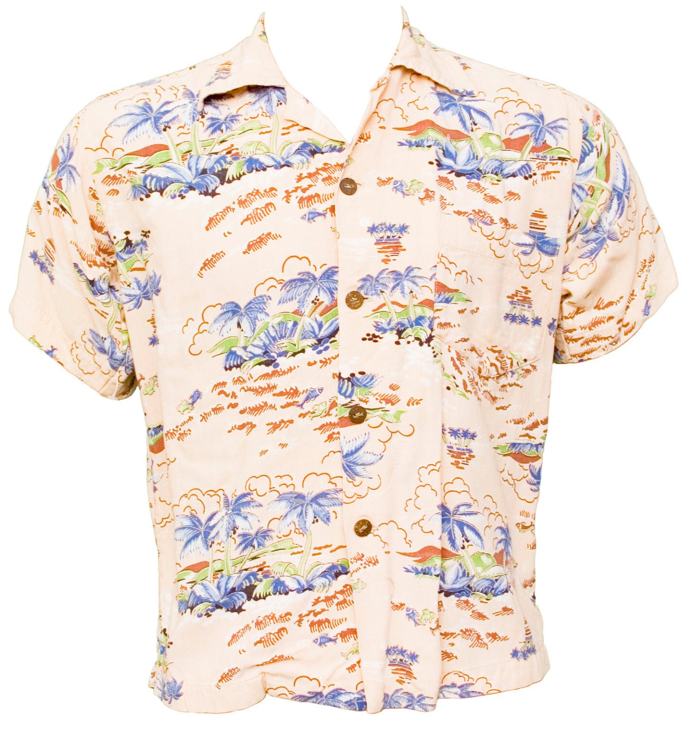 1940s Large Shirt Unisex Mens Womens Hawaiian Tiki Polynesian