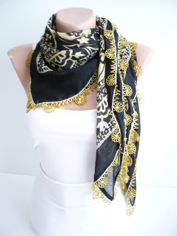 bead work Turkish scarf / vintage laced by TurkishAccessories