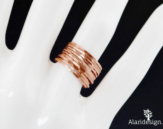 Set of 10 Super Thin Copper Stackable Rings, Copper Rings, Stackable Rings, Stacking Rings, Copper Ring, Hammered Copper Rings