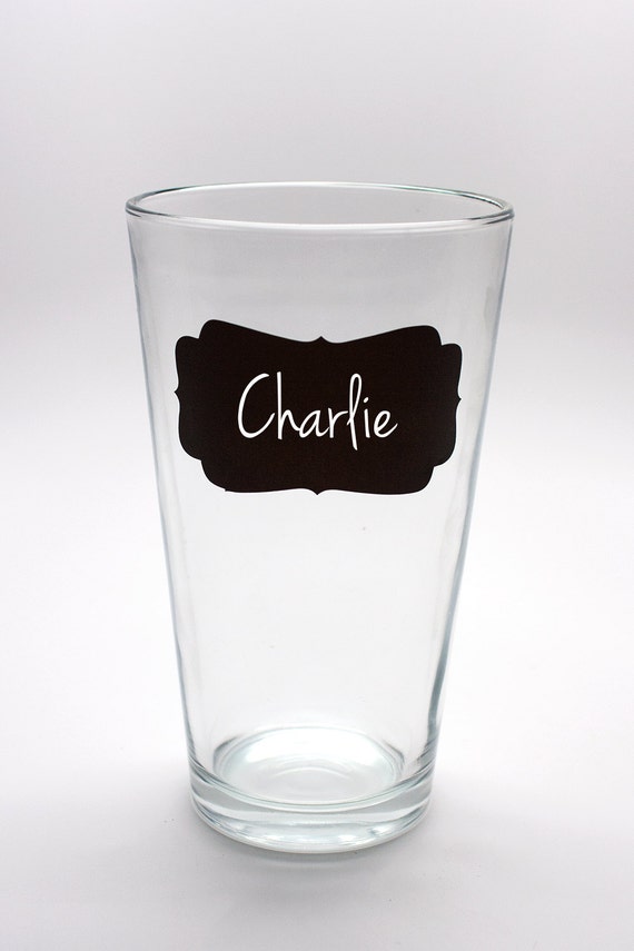 Items similar to Pint Drinking Glass with Fancy Rectangle Chalkboard Label Sets of 60, 72, 108