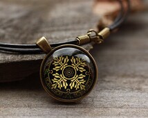 Slavic ornament necklace Pagan jewelry Medieval pendant OW31