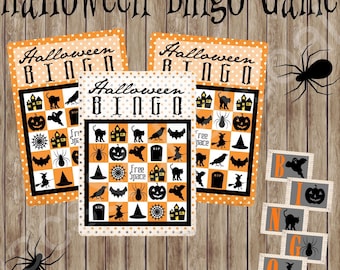 Deluxe Halloween Bingo Game. 20 Game cards plus Calling cards. Instant digital download.