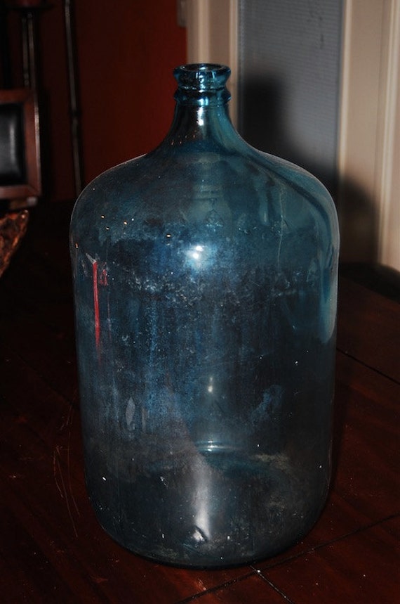 Vintage Blue Water Cooler Bottle Arrowhead Glass by RecycledVision