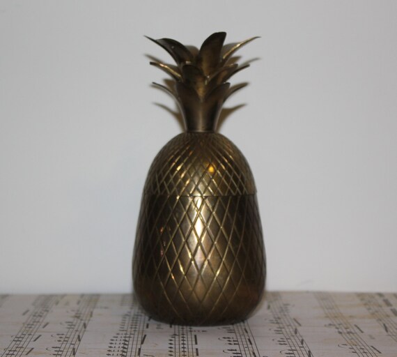 Vintage Brass Pineapple Decor Trinket Box by BlueWolfHome on Etsy