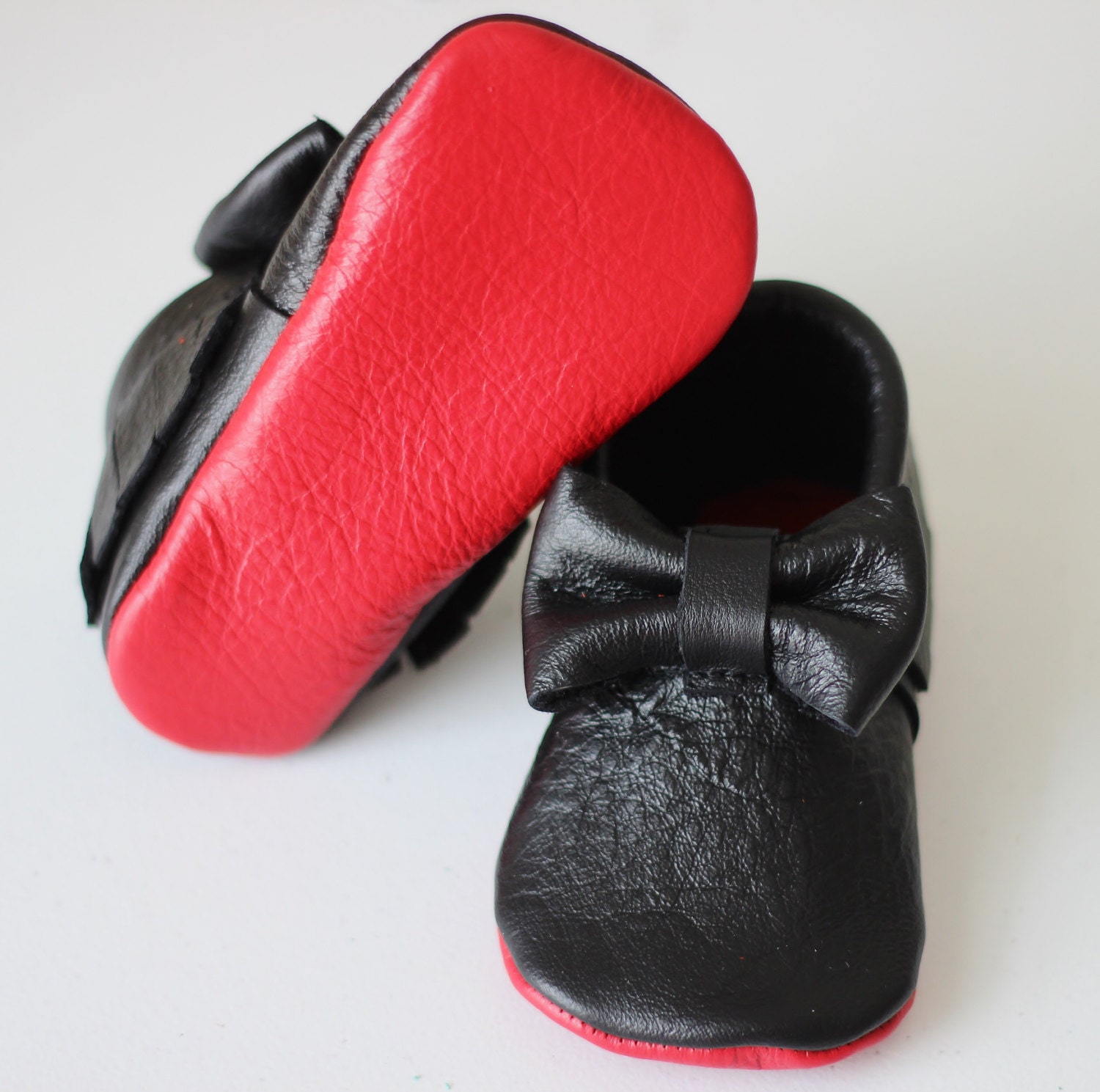 Red Bottom Louboutin Inspired Leather Baby by LittleBeanFootwear  