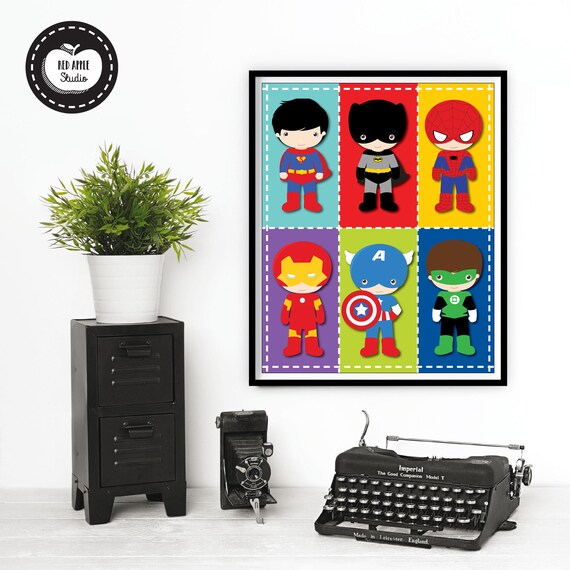 SUPERHERO Wall Art Superheroes Digital Art by RedAppleStudio