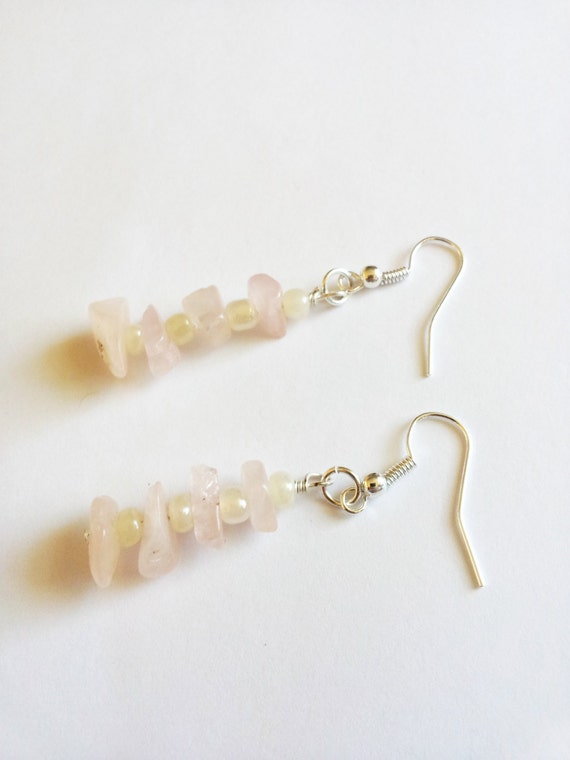 rose quartz crystal earrings
