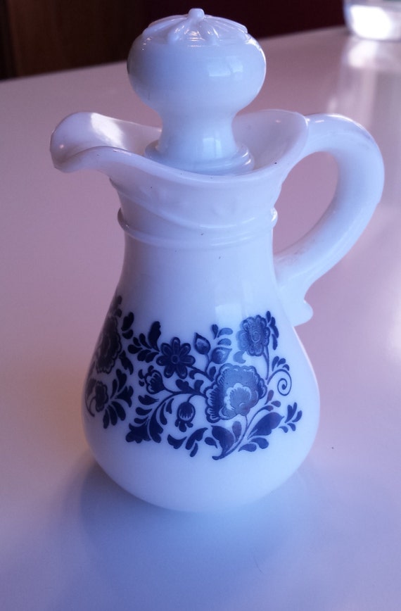 Vintage Avon Milk Glass Blue Floral Perfume Or by VintageMamaOfOne