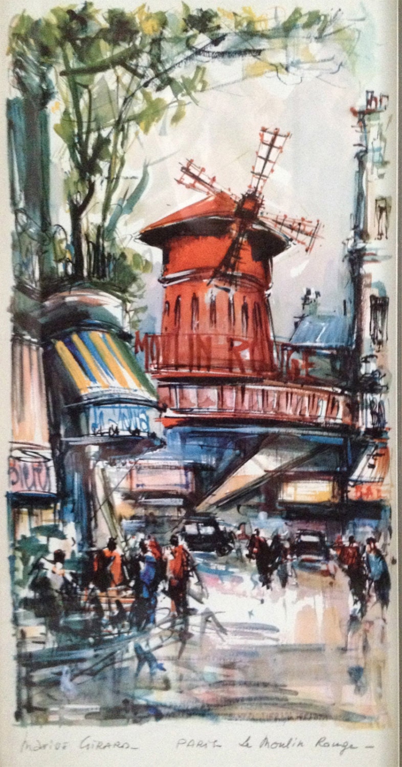 Mid Century Print Marius Girard Paris Le Moulin