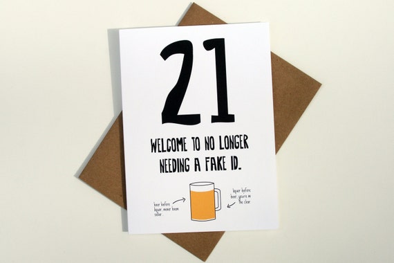 Funny 21st Birthday Card 21st Birthday Card By Nocoastpaperco 