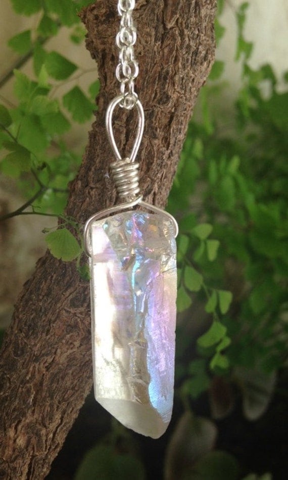 angel aura quartz necklace