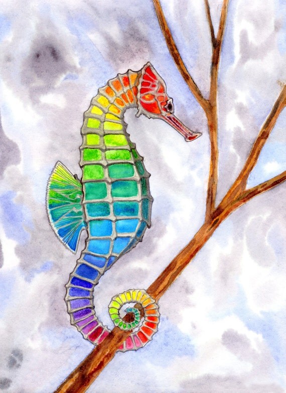 Items similar to Rainbow Seahorse on Etsy