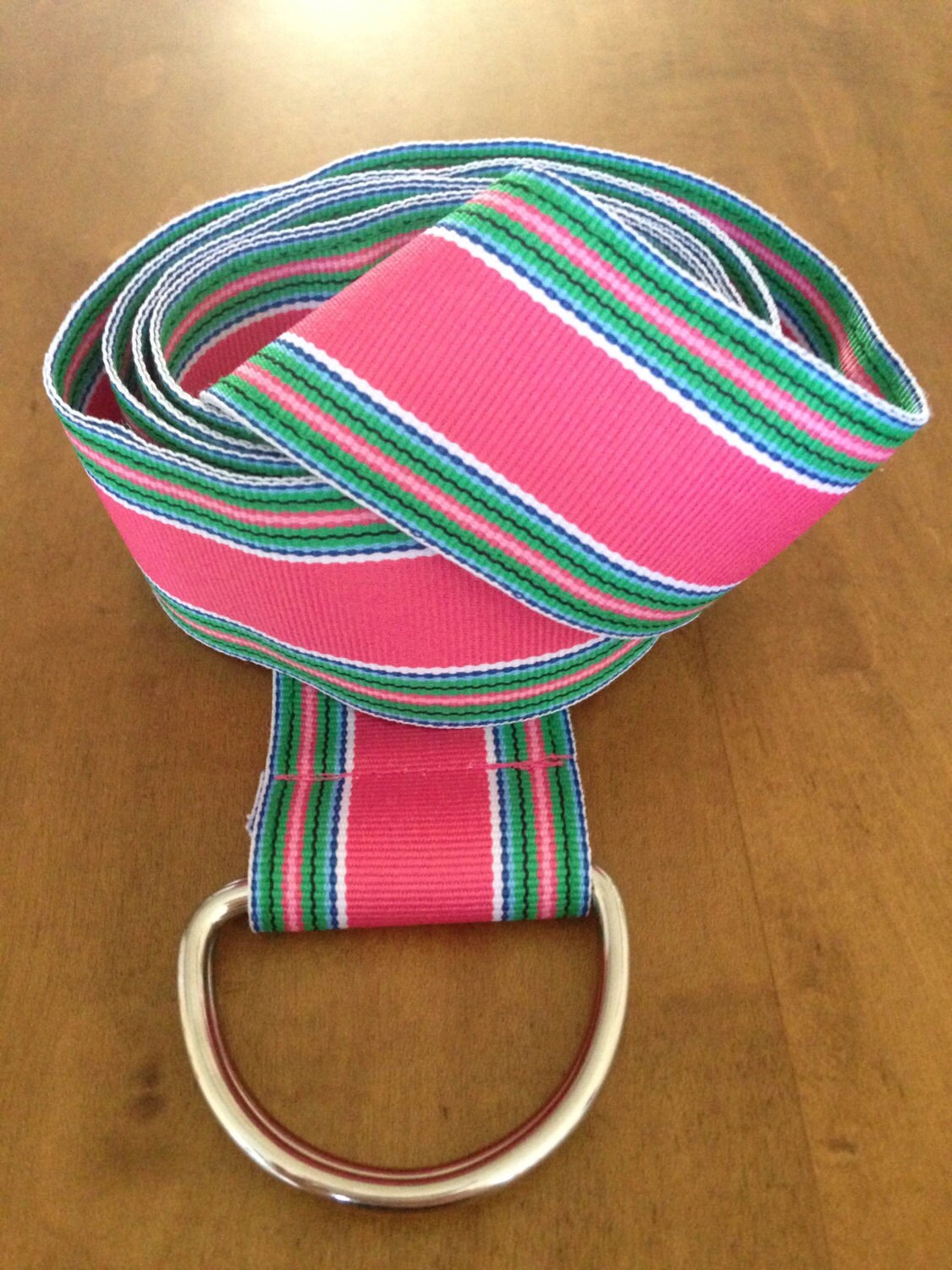 Women's Large Pink and Green Ribbon Belt by FitziesAccessories