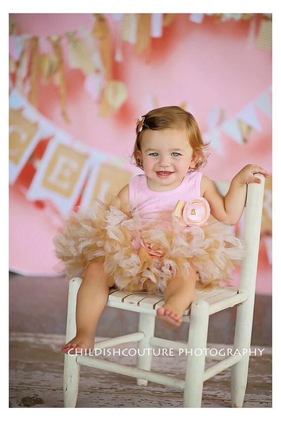 Pink and Gold Baby Birthday Dress, Girls Tutu Dresses