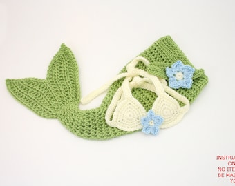 PDF DIGITAL PATTERN:Crochet Baby Mermaid Pattern,Baby Mermaid Outfit Pattern,Baby Mermaid Costume,Baby Mermaid Tail,Baby Mermaid Crochet