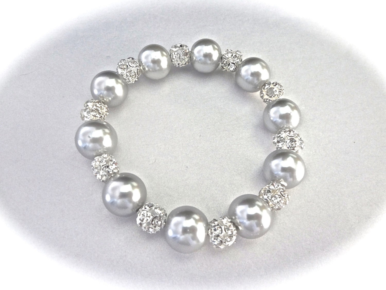 Gray pearl bracelet Swarovski pearls and by QueenMeJewelryLLC