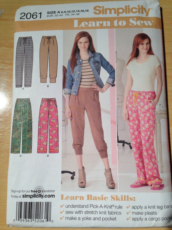 Simplicity Sewing Pattern 2061 Misses Knit Pants and Woven Pants Size 6-18