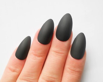 Matte Black Stiletto Nails / Fake Nails / False Nails / Press on / Stiletto / Matte / Black / Nails