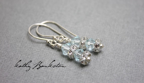 Crystal Earrings, Blue Crystal Earrings, Sparkly Earrings, Crystal Drop Earrings, Blue Earrings, Crystal Blue Earrings, Kathy Bankston