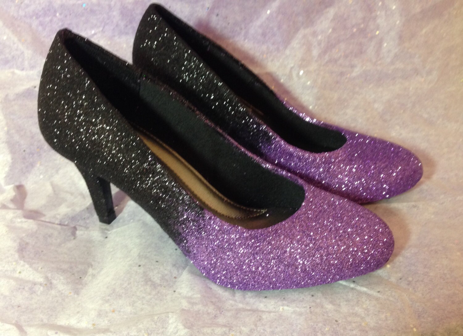 Two Tone Glitter Shoes-Heels by SparklewithSteph on Etsy