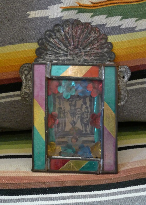 Mexican Religious Art tin nicho Christ image Oaxaca