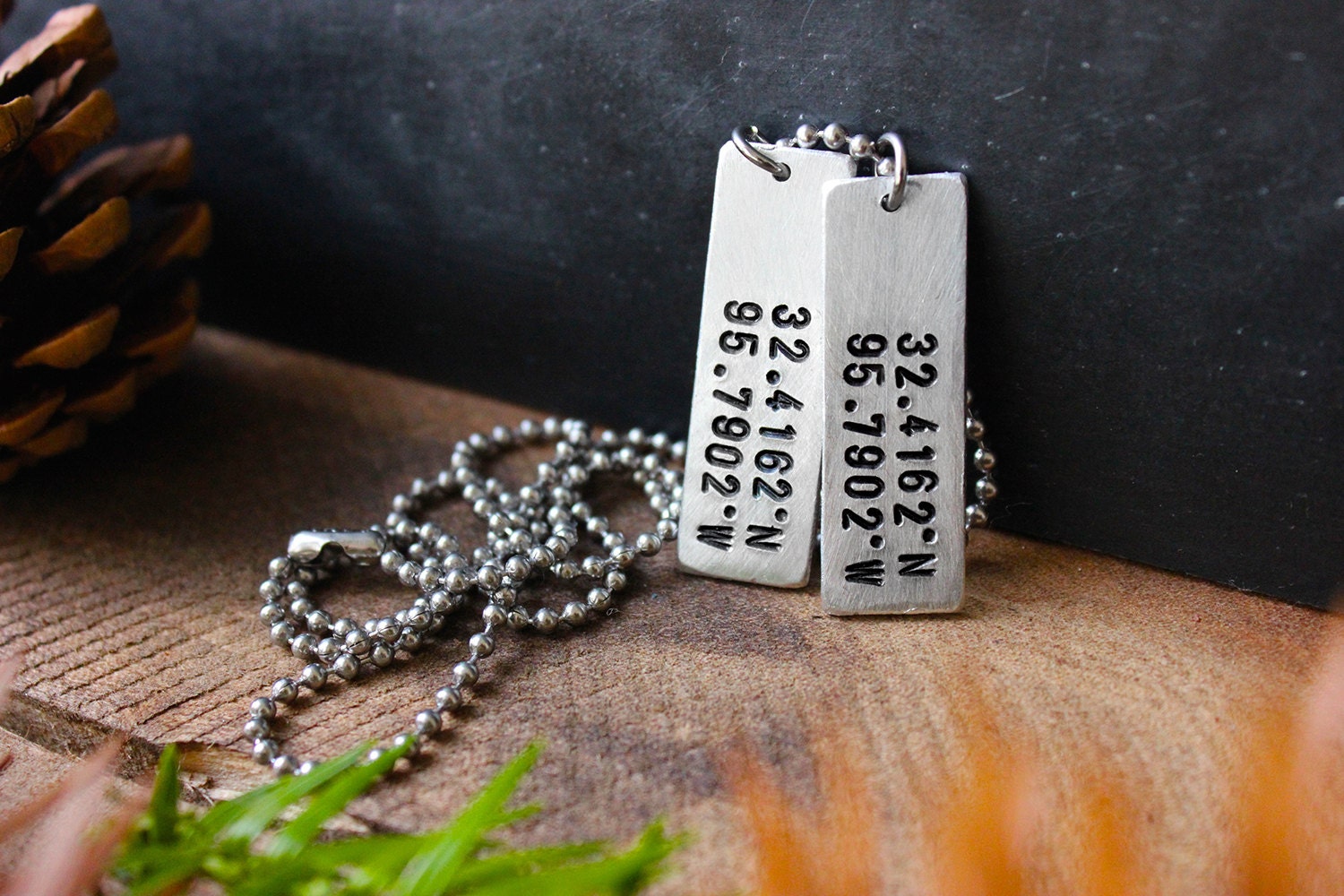 Coordinates Dog Tags Slim Dog Tag Necklace Gifts For Him