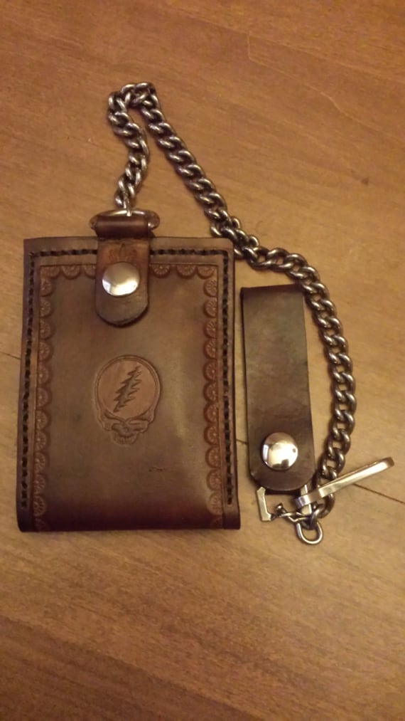 Custom Leather Grateful Dead Wallet by TwoSticksLeather on Etsy