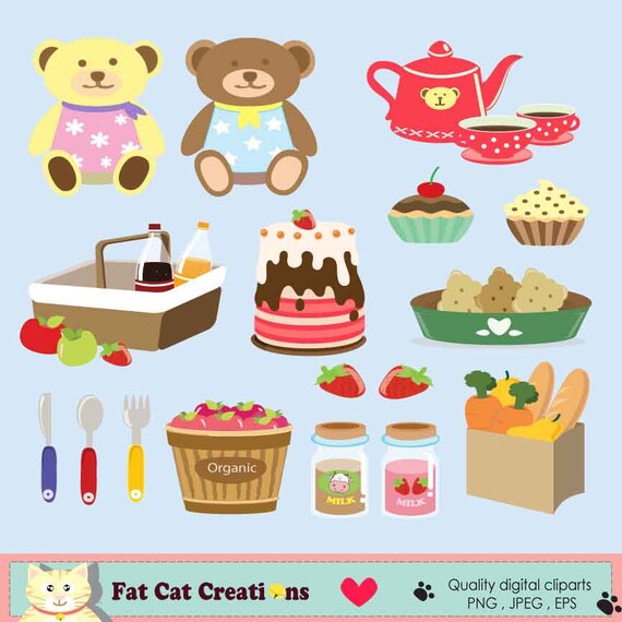 Picnic bear clip art set graphic illustration web graphic