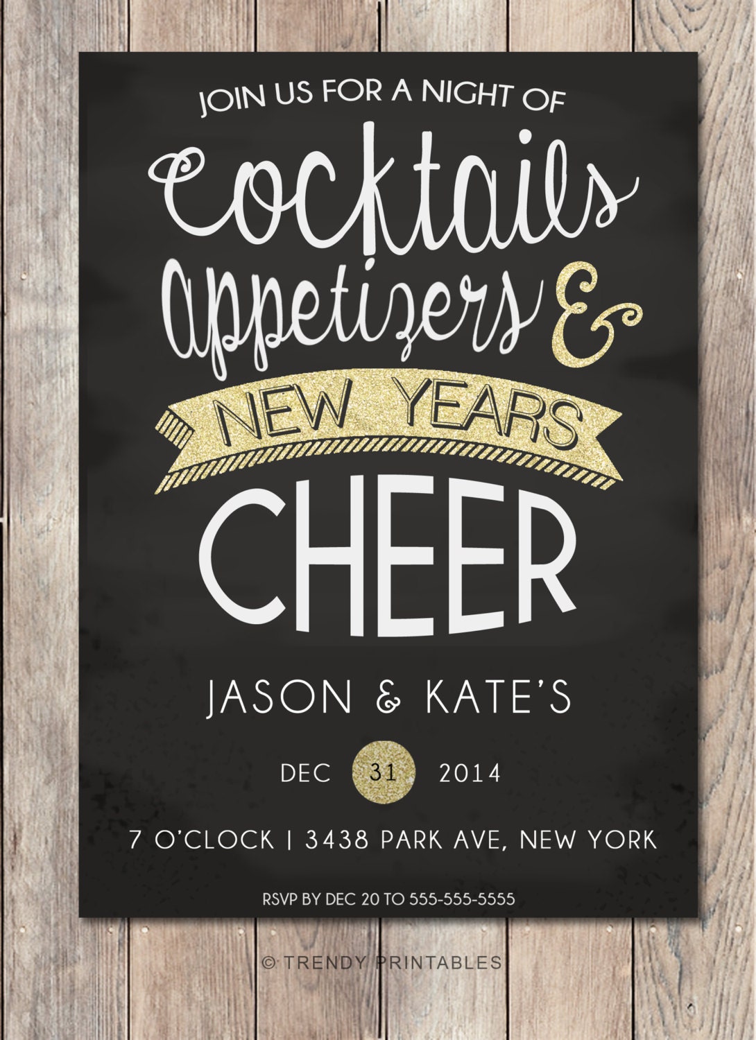 New Years Eve Party Invitation New Years Party by TrendyPrintables