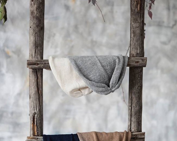 Roll edge navy slouchy beanie for woman / teens / kids / knitted in baby alpaca wool / dark blue / adult warm hat / cap
