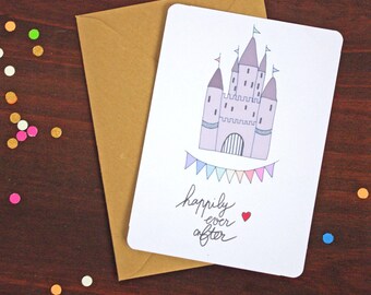Carte postale Happily Ever After - Frais de port offerts! St Valentin / Amour/ Mariage