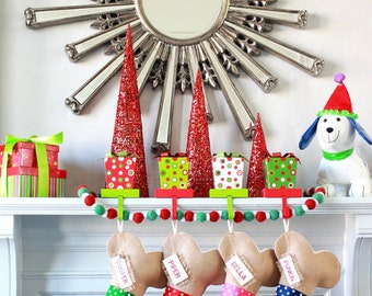 Personalized Polka Dog Christmas Stocking, Unique holiday Gifts, Fun Colorful Polka Stocking, Gifts for Dogs, Colorful and Beautiful!