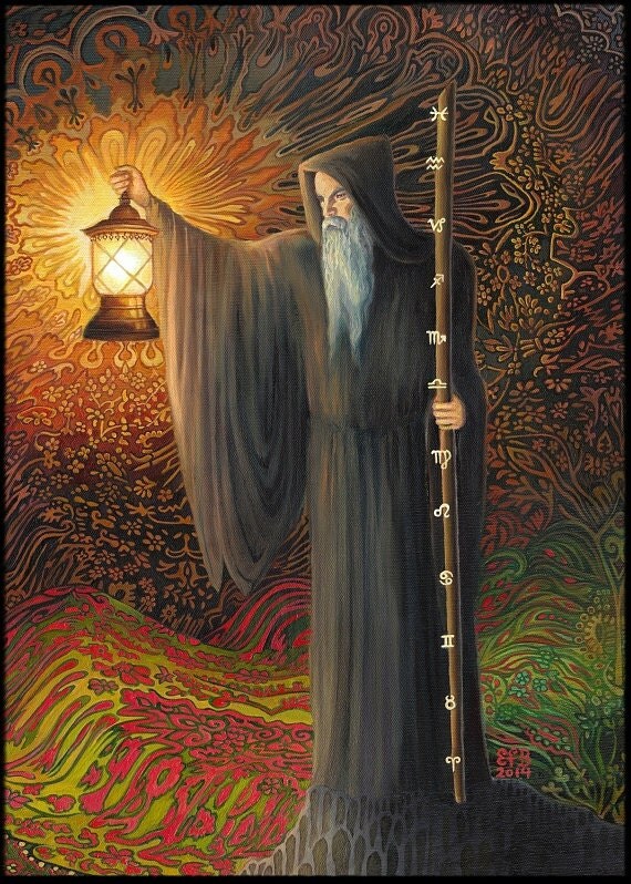 The Hermit Tarot Art Psychedelic Goddess Art 11x14 By