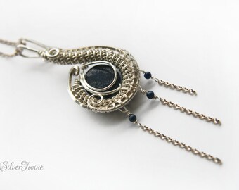 925 Silver Lapis Lazuli Pendant | Handmade Wire Wrapped Pendant | Ready to Ship