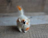 Spotted Amusing Cat - Mohair Knitted Animal - Art Sculpture Animal,  Home Decor