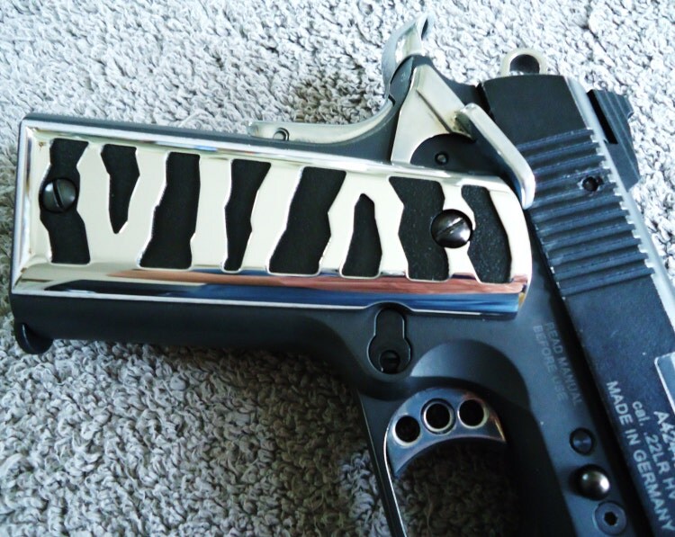 Zebra 1911 pistol Grips Polished Billet Aluminum by Jakes1911grips