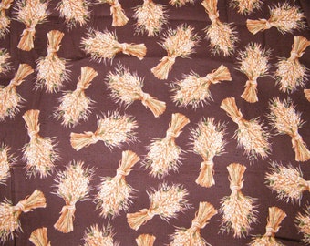 BTY Let Us Give Thanks WHEAT STALKS Print 100% Cotton Quilt Craft Fabric by the Yard