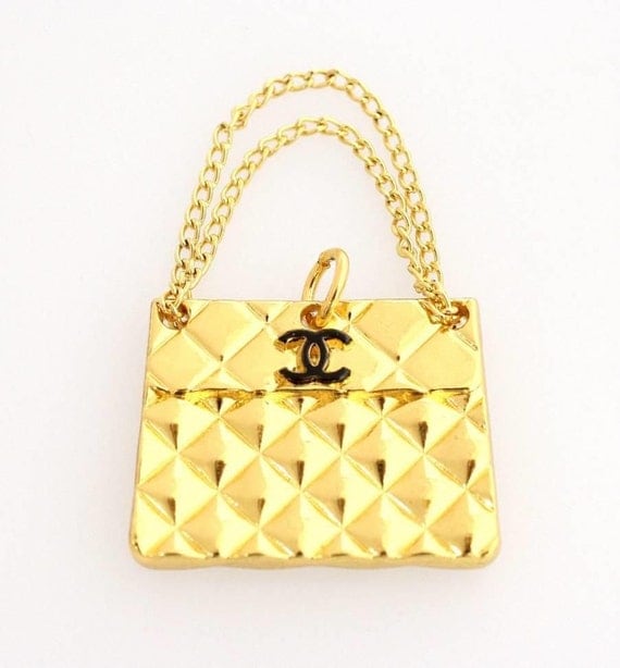 Vintage Chanel quilted mini bag purse charm or by welldressedyou