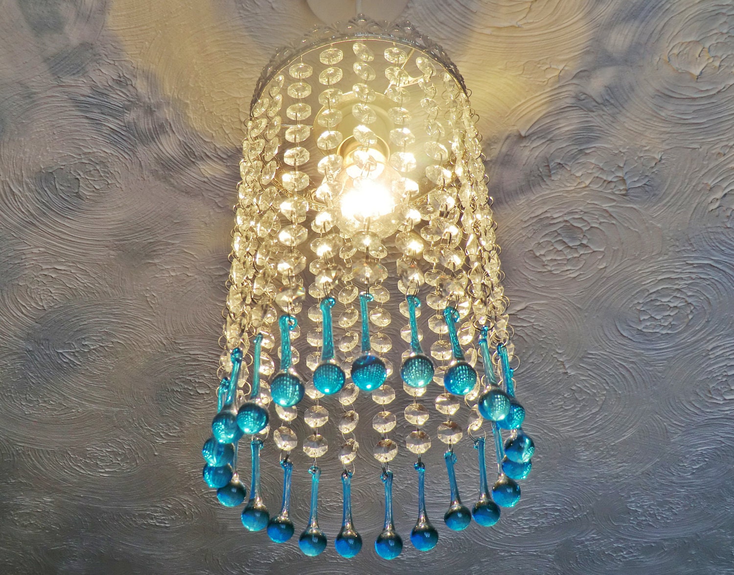 Unique Chrome Chandelier Lampshade Waterfall Light by SeearLights