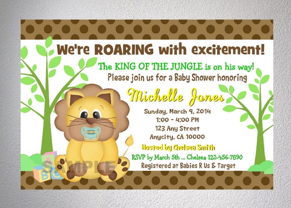 Lion Boy Baby Shower Invitation, King Of The Jungle Printable Boy Baby Shower Invitations - Digital or Printed Il_570xn