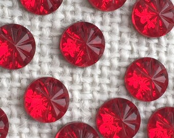 Vintage Rauten Rose Red Glass Rhinestones West Germany 8 MM- Item 84