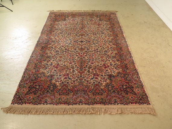 26426E: KARASTAN 742 Floral Kirman 6x9 Area Rug