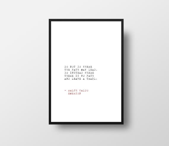 Ralph Waldo Emerson, Quote Poster, Black and White, Wall Art, Minimalist, Paper Gift, Posters, Quotes, Book Quotes, Bookish Gift, Books