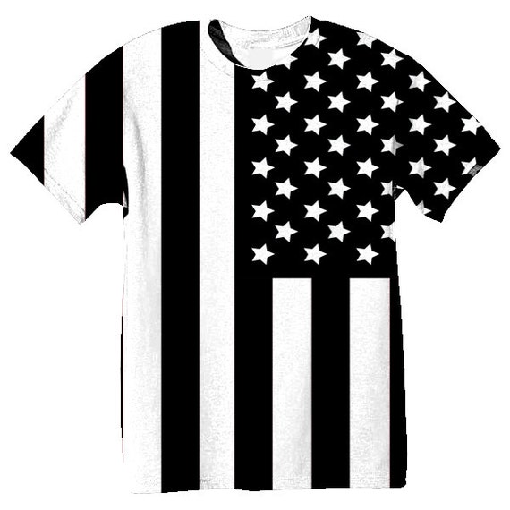Items similar to Black and White American Flag Sublimation Tee Shirt on ...