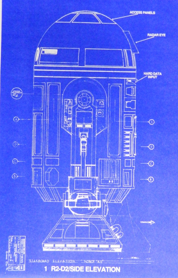 Star Wars R2D2 Side Elevation Blueprint by BlueprintPlace2 on Etsy