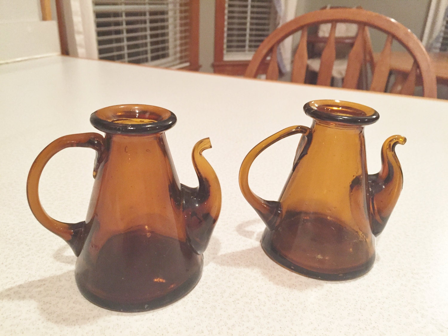 Vintage Jug Amber Glass Jugs With Handle And By Countrymilecottage